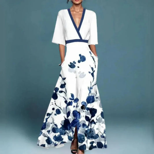 Eleanor | Women's Floral-Embroidered V-Neck Maxi Dress – product image 2
