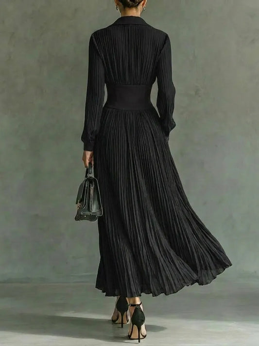 Maxi Dress | Women's Long-Sleeve Pleated Collared, product image 2