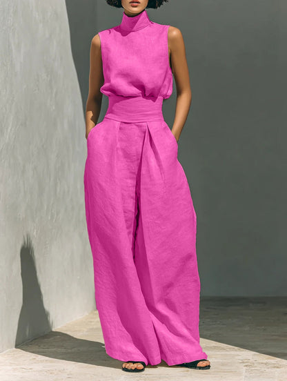 Two Piece Set | Women's Polyester Sleeveless Wide-Leg