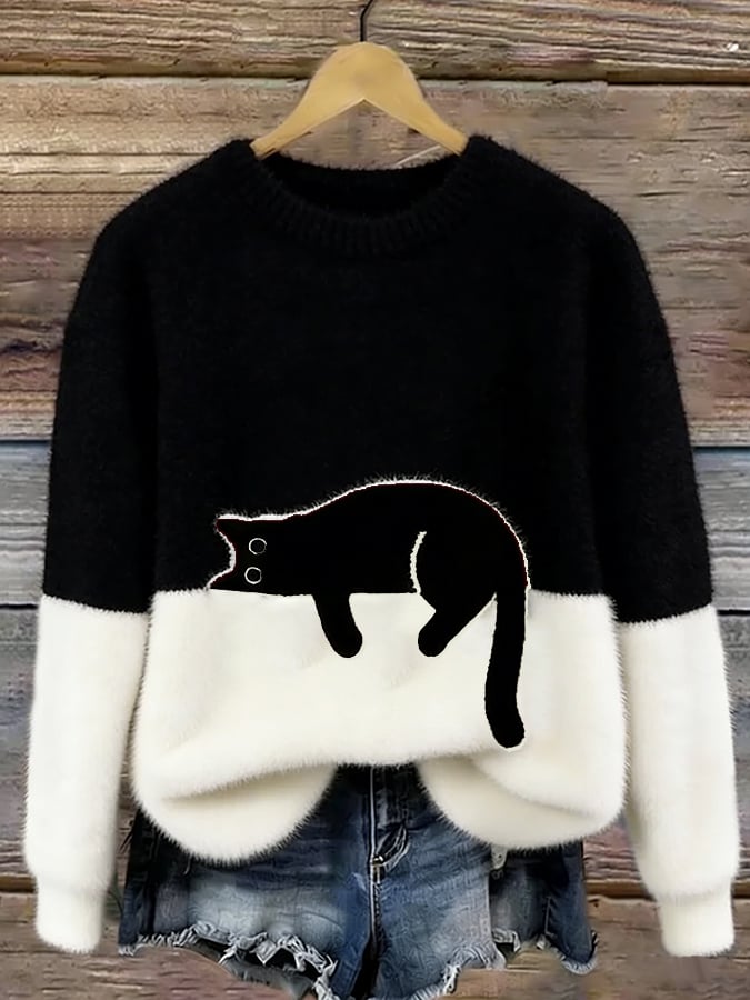 Ines | Cat Motif Knit Sweater