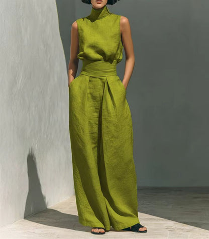 Two Piece Set | Women's Polyester Sleeveless Wide-Leg
