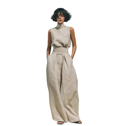 Two Piece Set | Women's Polyester Sleeveless Wide-Leg
