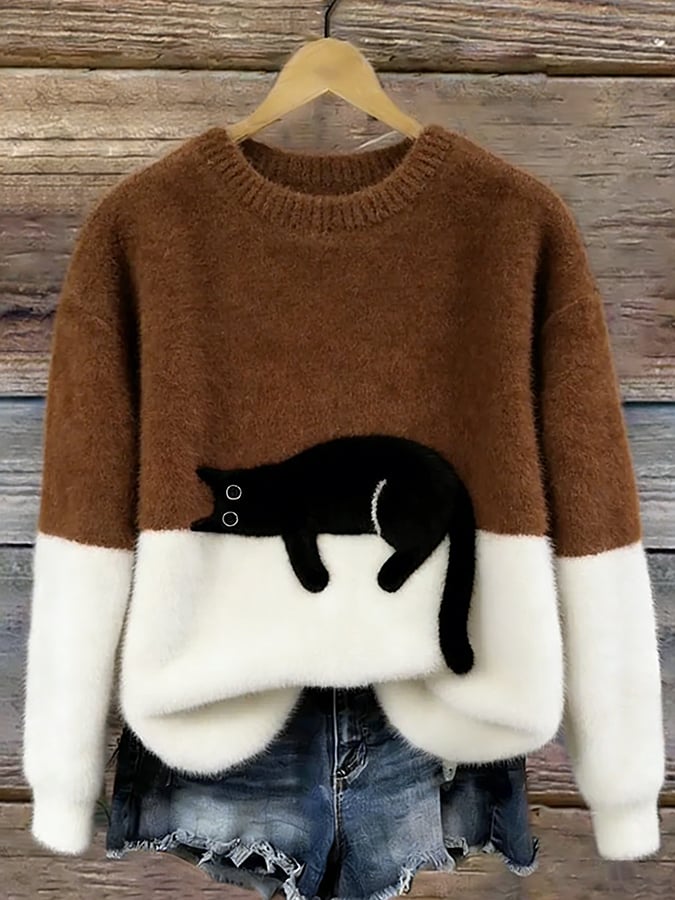 Ines | Cat Motif Knit Sweater