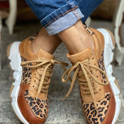 Women's Sneakers | Leather Lace Leopard Print