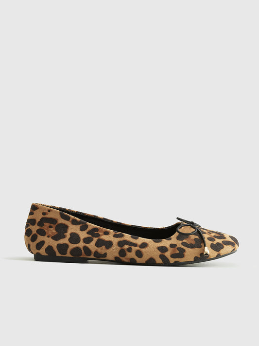 Ballet Flats | Women's Leopard Print Bow-Detail