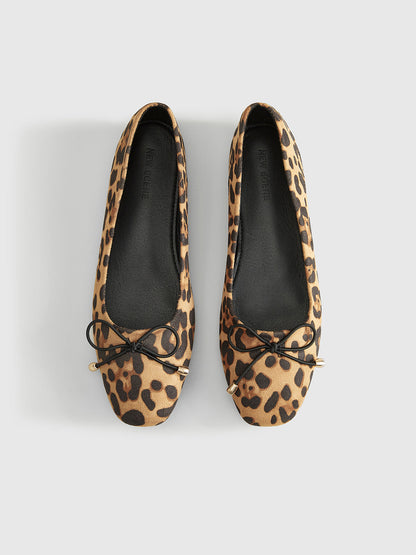 Ballet Flats | Women's Leopard Print Bow-Detail