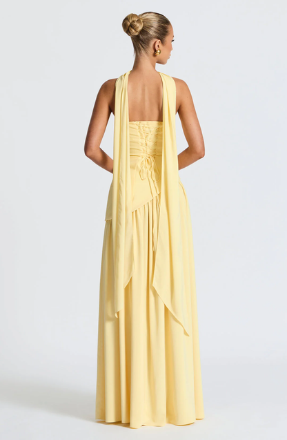 Crimson | Strapless Maxi Gown with Scarf