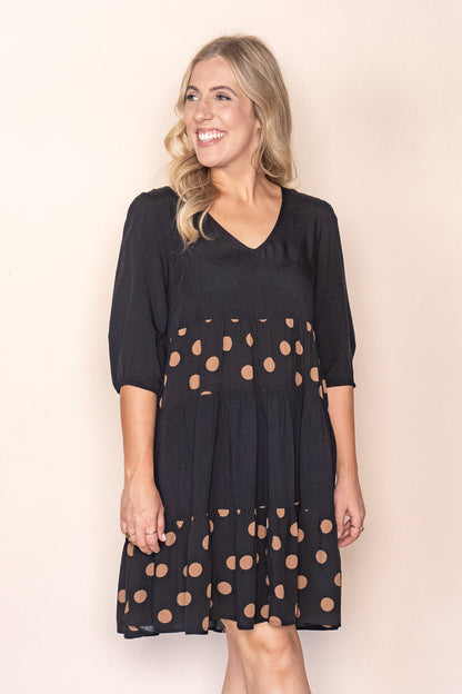 Playful Women's V-Neck Polka-Dot 3/4-Sleeve Dress — product view 9