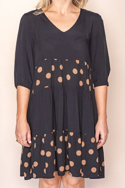Playful Women's V-Neck Polka-Dot 3/4-Sleeve Dress — product view 12