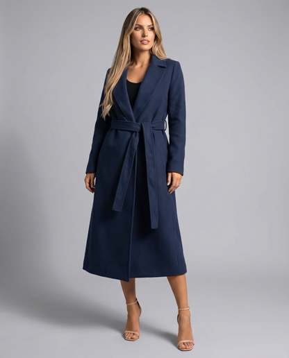 Arden - Long Belted Trench Coat - product view 4 - Sela Look