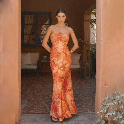 Strapless Maxi Dress | Women's Floral Fitted Elegant