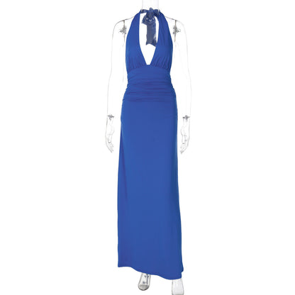 Halter Maxi Dress | Women's Draped Elegant