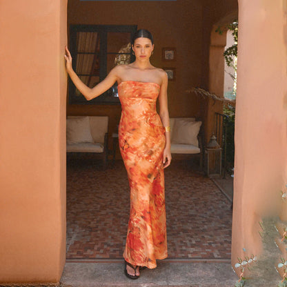 Strapless Maxi Dress | Women's Floral Fitted Elegant