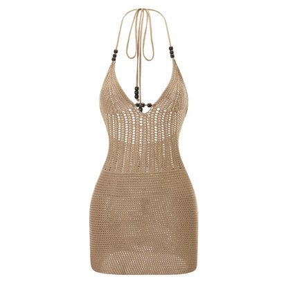 Mini Dress | Women's Open-Knit Halter Chloe — product view 4