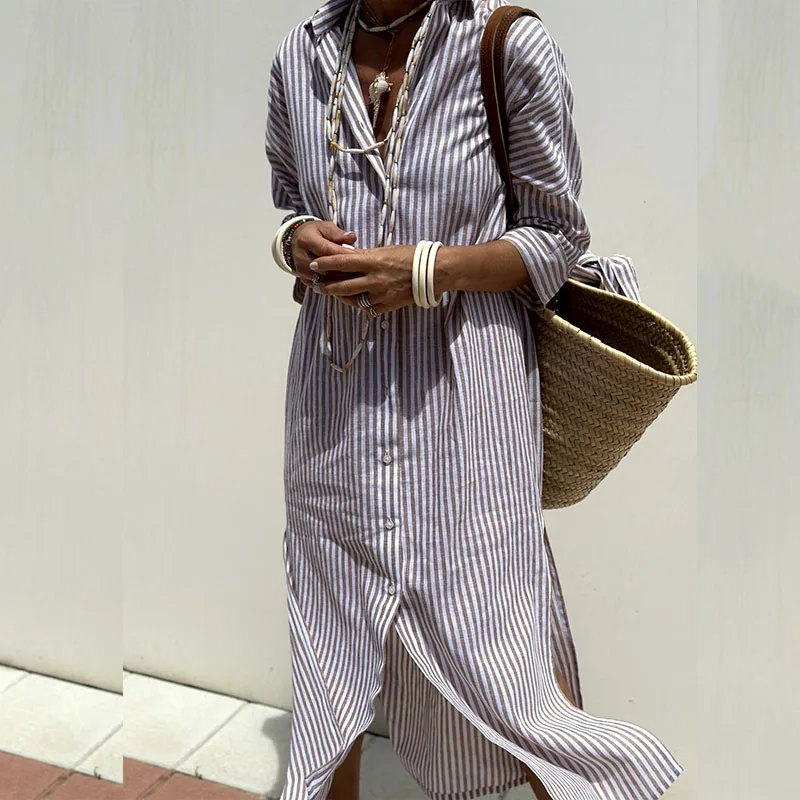 Shirt Dress | Women's Elegant Striped Asher