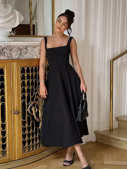 Midi Dress | Women's Sleeveless Vintage Elegant, product image 1