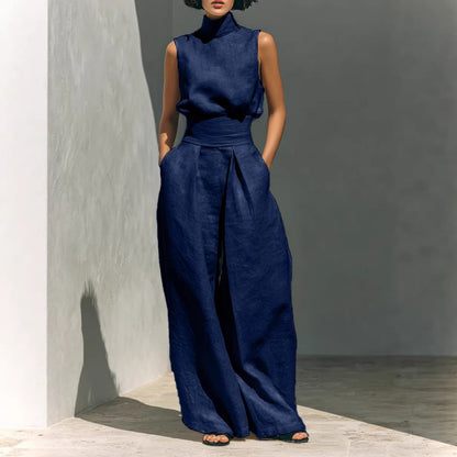 Two Piece Set | Women's Polyester Sleeveless Wide-Leg