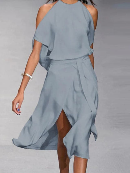 Breezy Off-Shoulder Short-Sleeve Summer Midi Dress — product view 1