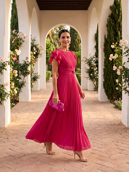 Wedding Guest Dress | Women's Short-Sleeve Pleated Ruffle