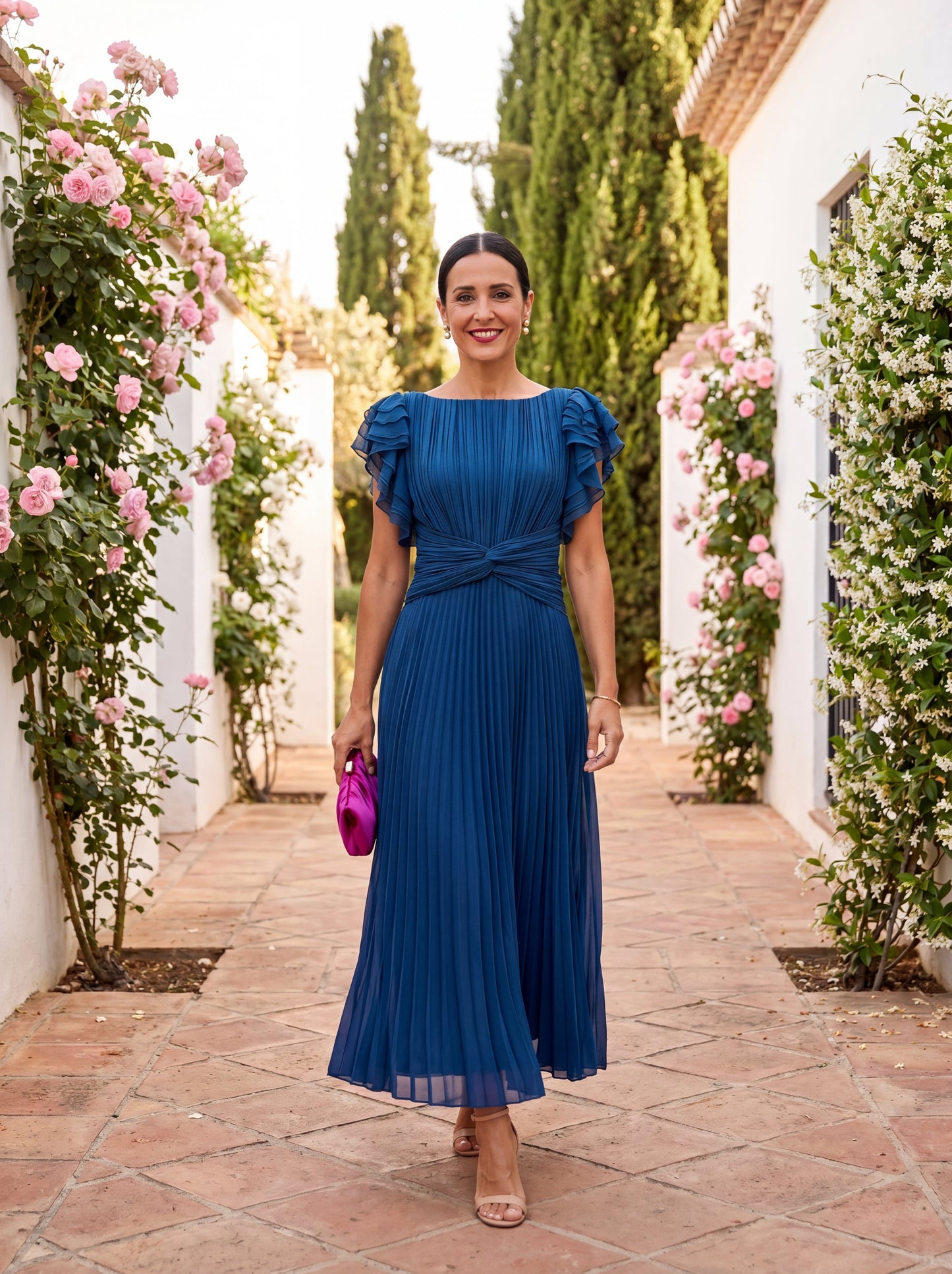 Wedding Guest Dress | Women's Short-Sleeve Pleated Ruffle